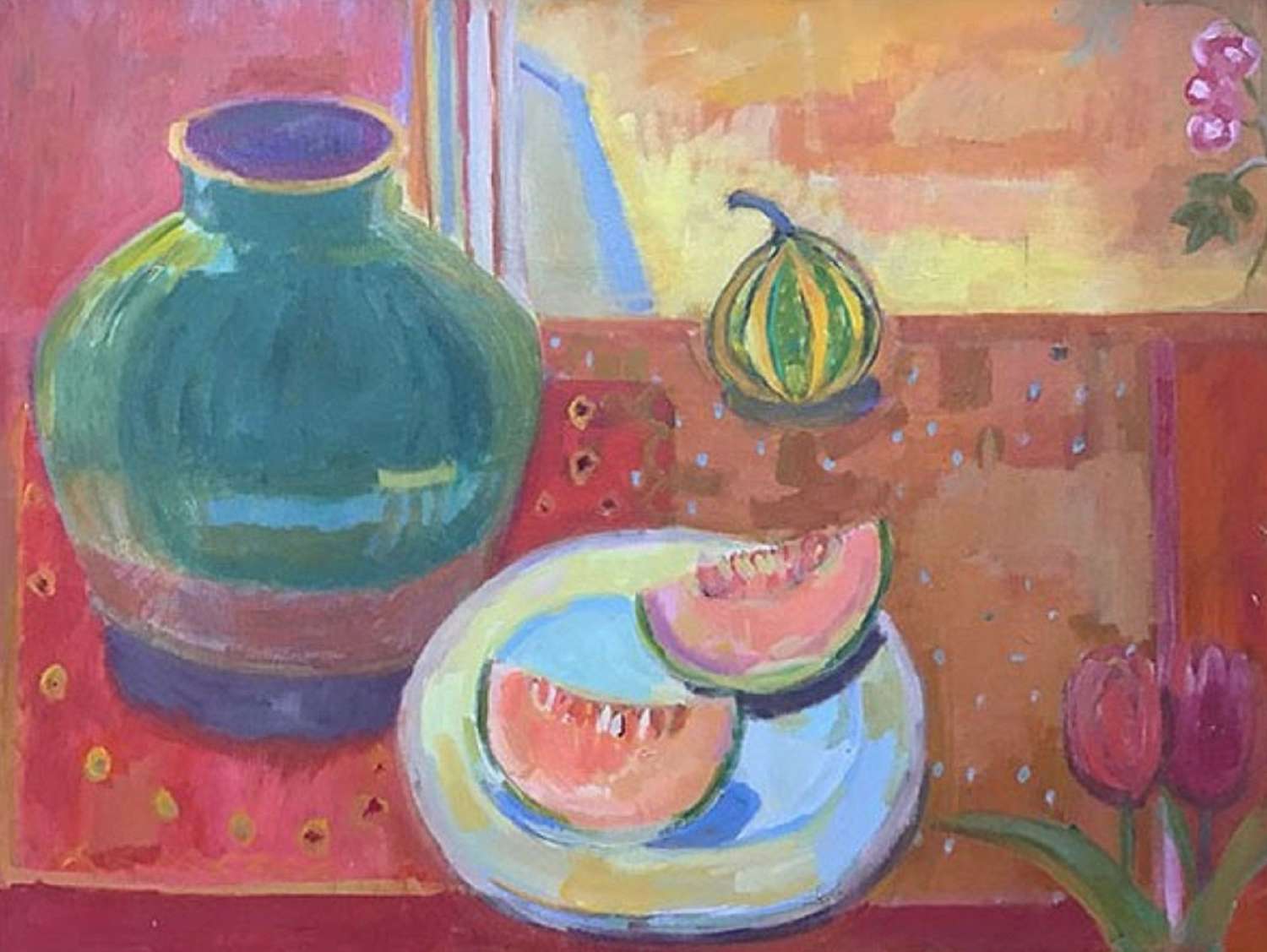Antonia Ogilvie-Forbes. Melons with Chinese Oil Jar.