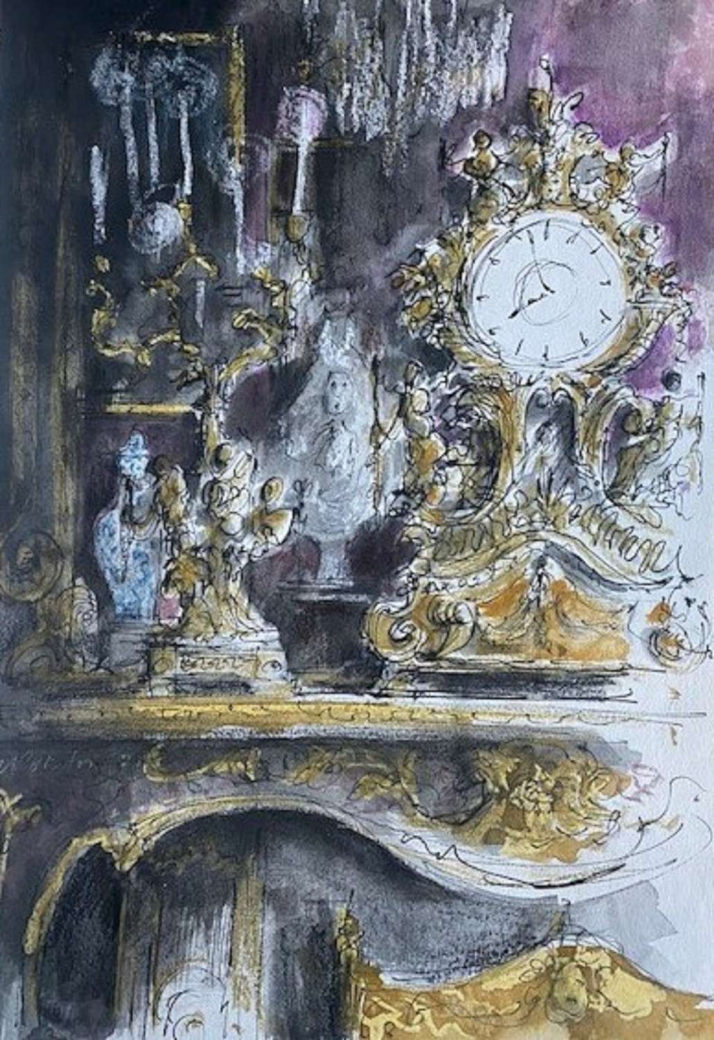 Trevor Newton. Purple Interior with Clock.