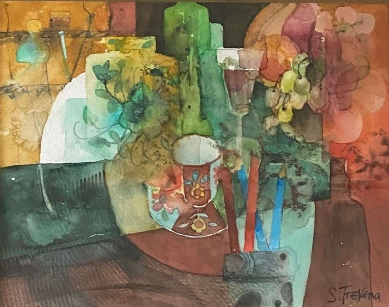 Shirley Trevena RI.  'Still Life with a small cup of coffee'